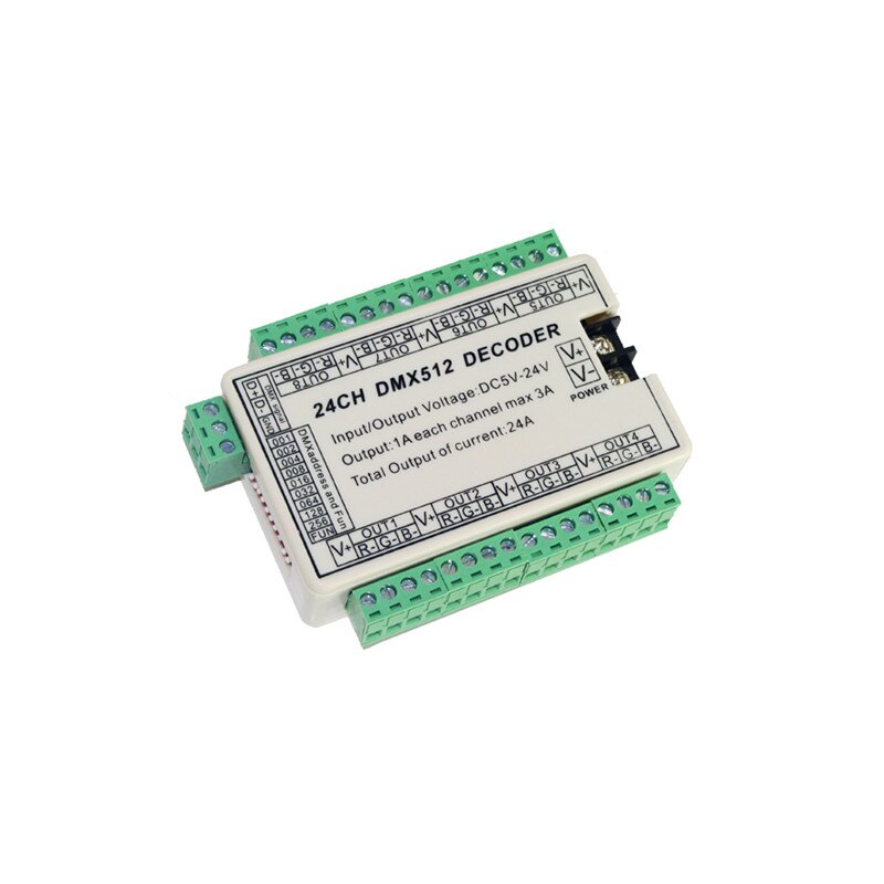 DMX512 디코더 5  24V 스트립 모듈 덤프 노드 컨트롤러 WS-DMX-24CH